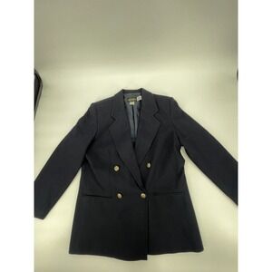 Requirements Blazer Jacket Womens 10 Black Pure Wool Double‎ Breasted Business